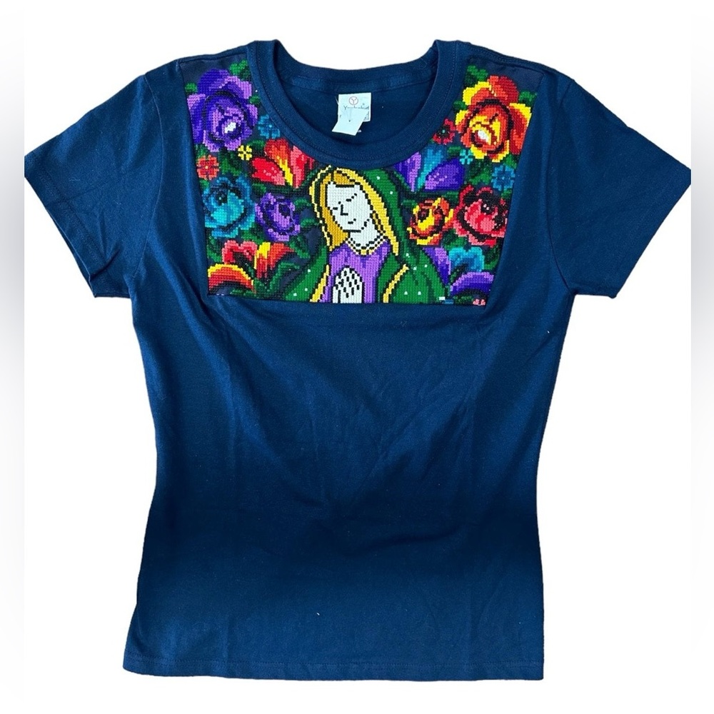 Lady Of Guadalupe Navy T-Shirt